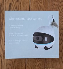 Pet Cam Robot with Cat Teaser. Movable with Phone App 2-Way Talk Video Night Vis
