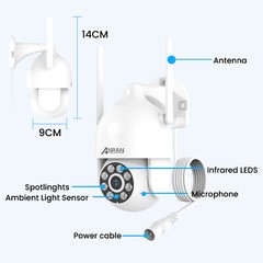 ANRAN 5MP Wireless PTZ Security Camera System Outdoor Audio Color Night Vision