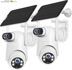 Dual Lens Solar Security Camera Wireless Outdoor – 2.5K HD No Blind Spot with PI