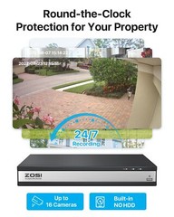 ZOSI 16CH H.265+ 5MP Lite DVR 2MP Home Security Camera System Motion Detect IR
