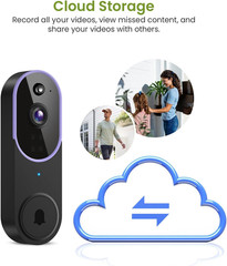 1080P Wireless Video Doorbell Camera, Smart Outdoor Surveillance Cam, FHD Live V