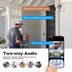 Dual Lens Outdoor Cameras 2.5K/5MP House Cameras Wired Plug-in | Wireless WiFi C