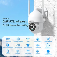 ANRAN 5MP Wireless PTZ Security Camera System Outdoor Audio Color Night Vision