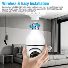360° Panoramic 5G WiFi IR IP E27 Light Bulb Camera 1080P HD Night Smart Home LOT