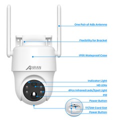 4G LTE Cellular Solar Battery Power Security Camera Wireless Outdoor w/ Sim Card