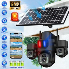 3 Lens Solar Battery Powered Home Security Camera Outdoor Wifi Wireless PTZ CCTV