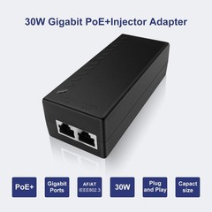 POE301000Mbps 30W Gigabit PoE+ Injector Adapter 10/100/1000Mbps RJ45 325 Ft