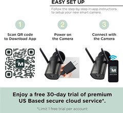 1080P Smart Outdoor Security Camera Weatherproof Night Vision Two-way Audio 3pac