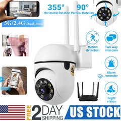 Outdoor 360°Dual Band 5G WiFi Security Camera,Night Vision,2-Way Audio White