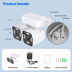 Dual Lens Outdoor Cameras 2.5K/5MP House Cameras Wired Plug-in | Wireless WiFi C