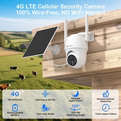 4G LTE Cellular Solar Battery Power Security Camera Wireless Outdoor w/ Sim Card