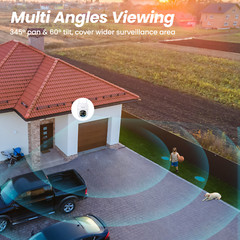 Cinnado 2K Wireless Solar Security Camera System 360° PTZ 4MP WIFI Outdoor Audio