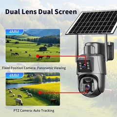 Solar Battery Powered Wireless WiFi Outdoor Pan/Tilt Home Security Camera System