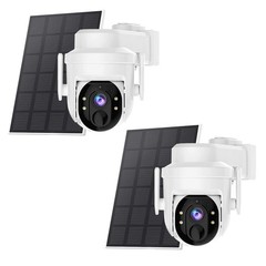 2/4PK WiFi Wireless Security Camera Syetem Solar Battery Power 3MP Pan/Tilt Cam