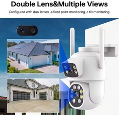 4MP Dual Lens PTZ WiFi Security Camera Outdoor 2.4/5GHz Night Vision 2-Way Audio