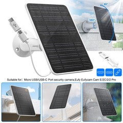 10W Solar Panel fr Eufy Cam Eufycam E/2C/E/2 Pro CCTV IP Camera Micro USB Type-C