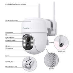 1-4x Solar Powered Security Camera Battery Outdoor 2K PTZ Wireless Ai Detection