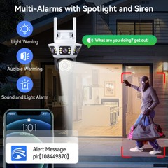 6MP Triple Lens WiFi Surveillance Security Camera Outdoor PTZ Auto Tracking Cam