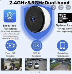 3MP 2K Window Camera 2.4GHz & 5GHz WiFi Indoor Cameras for Home Security with…