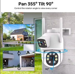 4MP Dual Lens PTZ WiFi Security Camera Outdoor 2.4/5GHz Night Vision 2-Way Audio