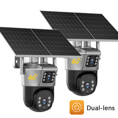 2PCS 4G LTE Cellular Solar Security Camera Wireless Outdoor 2K No WiFi PTZ 360°