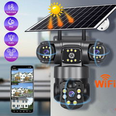 Solar Camera Outdoor Wireless WiFi 3 Lens Solar Security Camera Night Vision