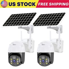 1/2 PACK WiFi Solar Battery Powered Wireless Security Camera Sys Outdoor 2MP PTZ