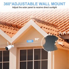 Solar Panel for Ring Stick Up Spotlight Cam Battery 10ft Cable Outdoor Universal