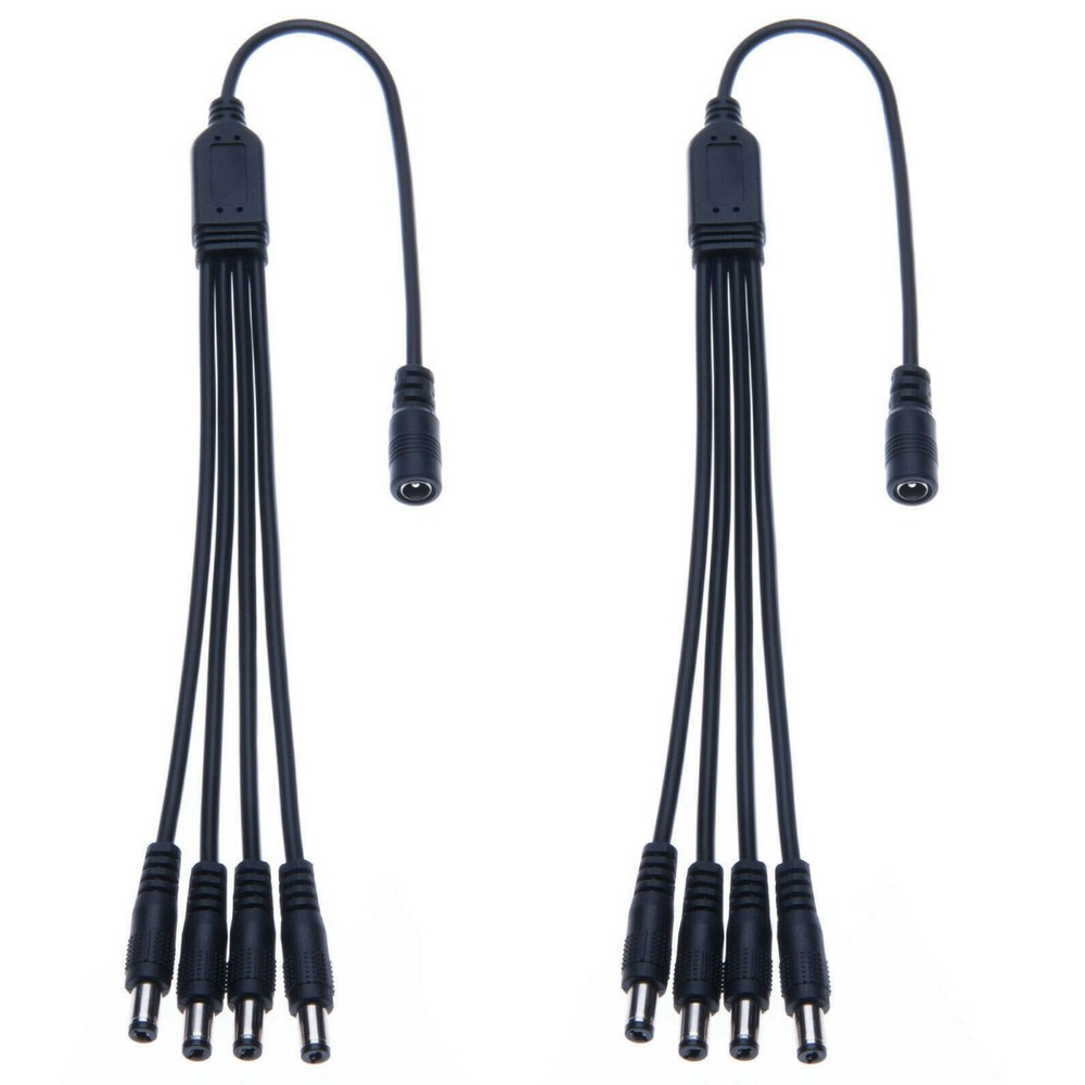 2PCS CCTV Security Camera 2.1mm 1 to 4 Port Power Splitter Cable Pigtails 12V DC