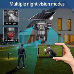 3 Lens Solar Camera 12MP Battery Home Security Outdoor Wifi Night Vision Camera