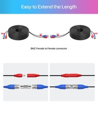 ZOSI 4 Pack 100ft(30M) All-in-One Video Power Cables,BNC 100FT, Black-100FT