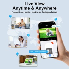 ANRAN 3MP Security Camera Wireless Outdoor WIFI 360° PTZ Home Color Night Vision