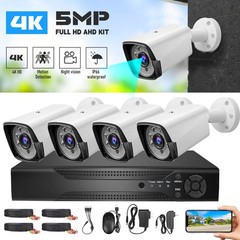 4CH H.265+ 5MP Lite 4K HD Outdoor CCTV Home Security Camera System Kit with DVR