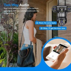 3 Lens 12MP Solar Battery Home Security Camera Outdoor Wifi Wireless PTZ CCTV US