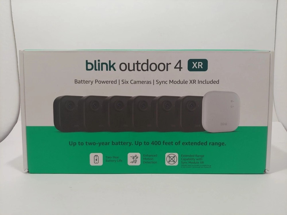 Blink Outdoor 4 XR – 6 Wireless Security Cameras + Sync Module Range 400Ft New