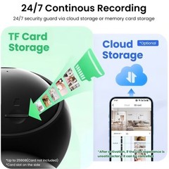 Alaga 2K 4MP 360° Panoramic View 5G/2.4G WiFi Home Security Camera, ABS Resin, A