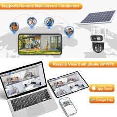 2PCS 4MP Solar Battery Powered Security Camera WiFi Wireless System PTZ Outdoor