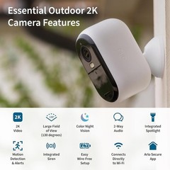 Arlo VMC3250-100NAR Essential 2nd Gen 2K, 2-cam, White – Certified Refurbished