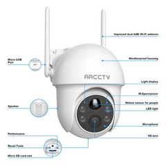 ARCCTV 4MP WiFi6 Wireless Outdoor Security Camera Solar Battery Powered PTZ Cam