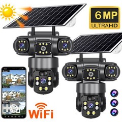 2X V380PRO 3 Lens 6MP Solar Home Security Camera Outdoor Wifi Wireless PTZ CCTV