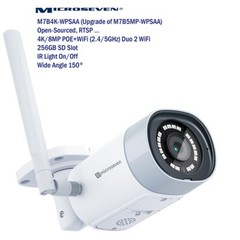 Microseven 4K/8MP Duo 2 WiFi (2.4/5GHz) +PoE IP Camera 2 Way Audio 256GB SD Slot