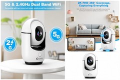 2K Pan/Tilt Security Camera, WiFi Indoor Cameras for Home Security with AI Mo…