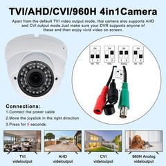 1080P HD 4-in-1 Analog CCTV Security Camera, 2.8-12mm Varifocal Lens, IR LEDs