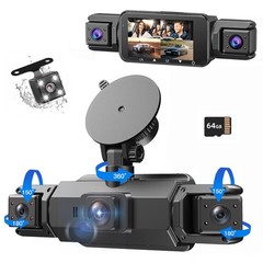 Mejor Camara De Seguridad FHD 1080P Para Carros De 360° Cámara De 4 Canales 64GB