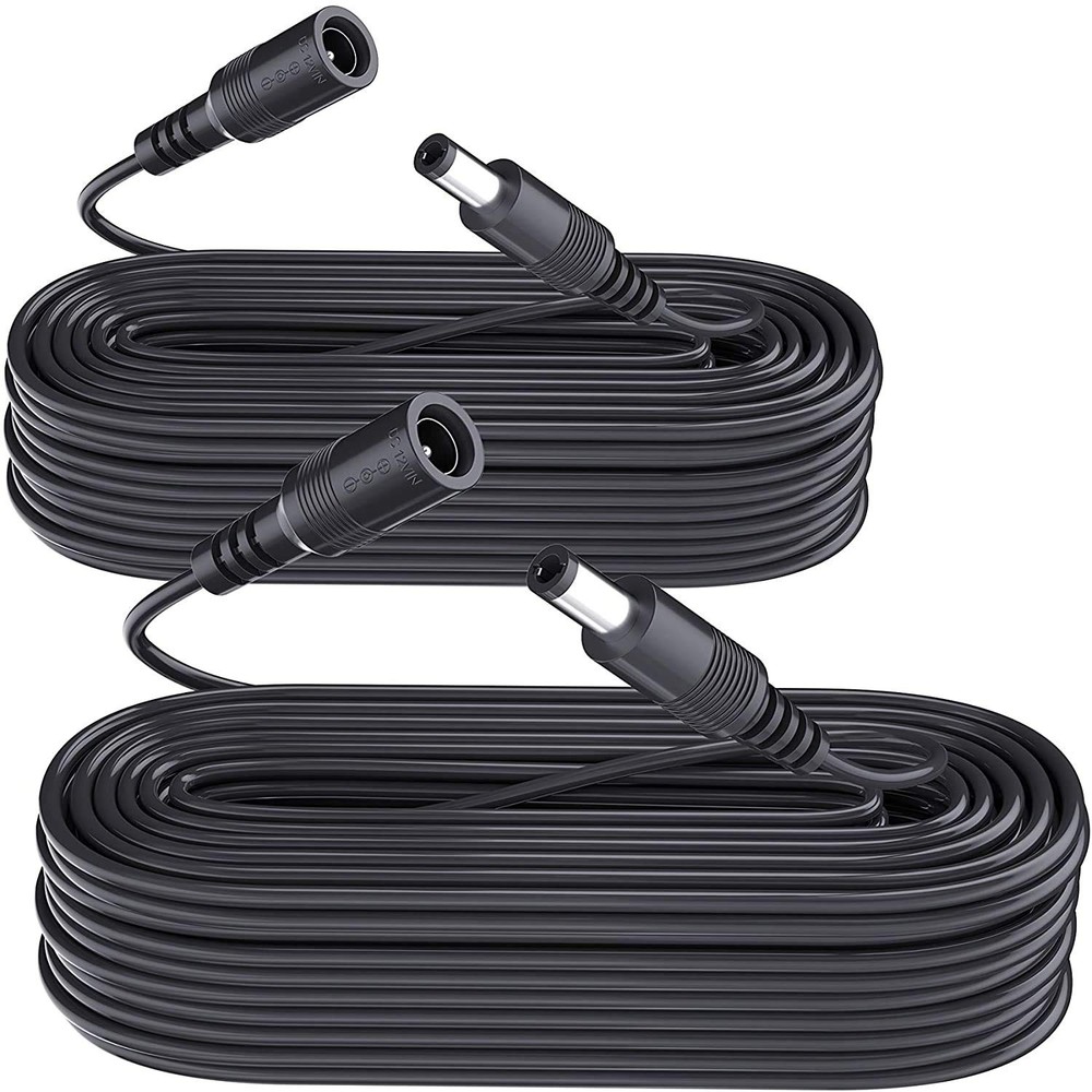 2 Pack 10M 33ft Power Extension Cable, DC 12V 2.1mm x 5.5mm 33ft-B, Black