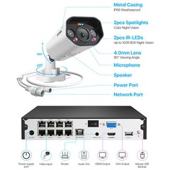 ZOSI 8CH 4K 5MP/8MP POE Security Camera System NVR CCTV Audio AI Detect IR Night