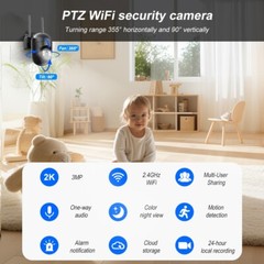 5MP Wireless WiFi Security Camera PTZ Home Surveillance 2-Way Audio Motion