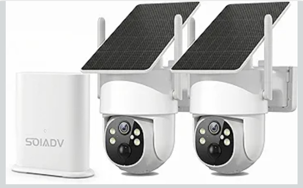 SOIADV 2-Camera Solar Powered Kit, 6s Pre-Roll, 360°,5G/2.4G WiFi, 2K Color…