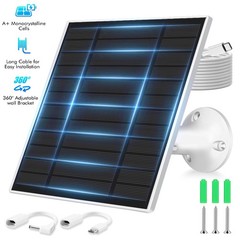 5W 10W USB Solar Panel with 9.8ft Cable for Outdoor Rechargeable Battery Camera