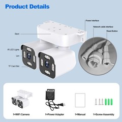 Dual Lens Outdoor Cameras 2.5K/5MP House Cameras Wired Plug-in | Wireless WiFi C